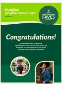 A picture of the front cover of neighborhood faves magazine.